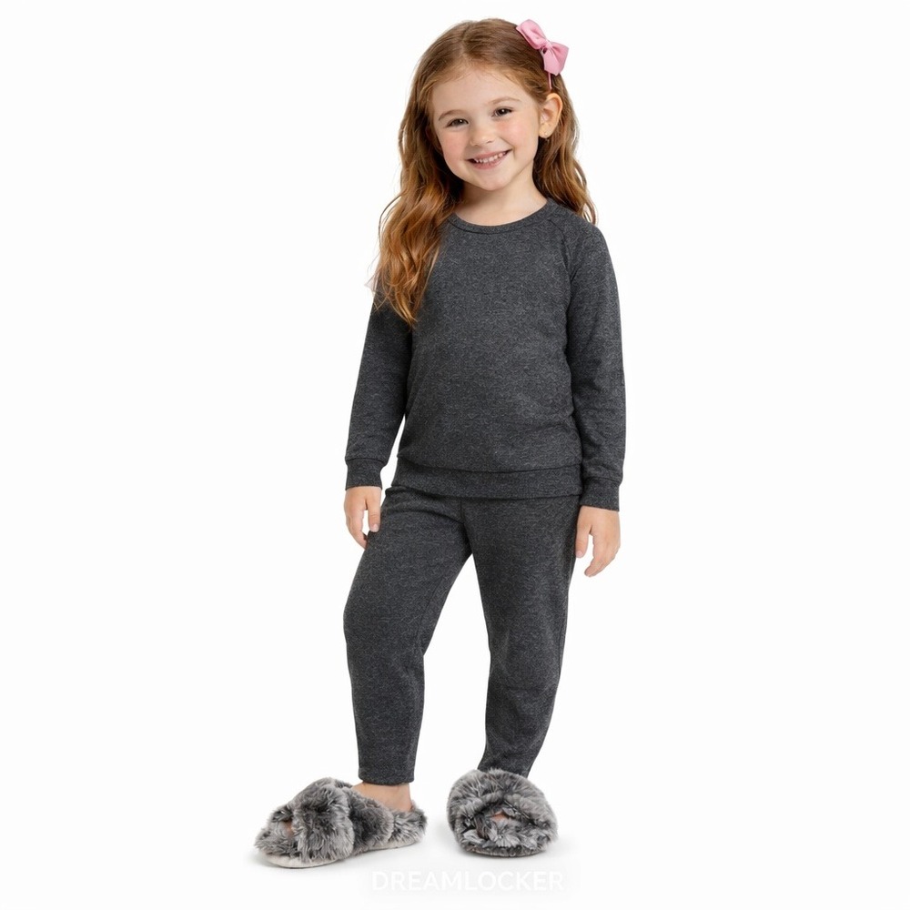 Cat & Jack Girls Faux Fur Criss Cross Slippers‎ Grey Black Medium 2/3 NEW